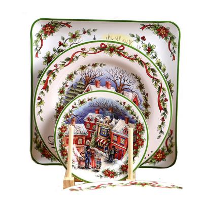 China Sustainable Christmas Irish Ceramic Tableware Theme Tableware Western Town Tableware for sale