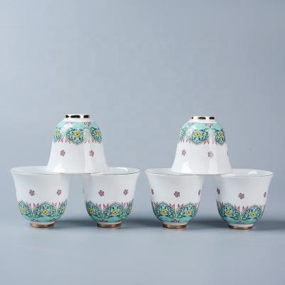 China Viable Porcelain Enamel Cup New Product Ceramic Flower Teacup Tea Set Cup Gift Customization for sale