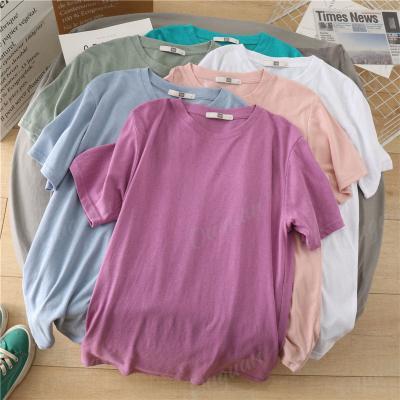 China New Arrival Wholesale Breathable Custom Letter Printing Basic Simple Round Short Sleeve Fashion Embroidery Neck Casual Women's T-Shirt for sale