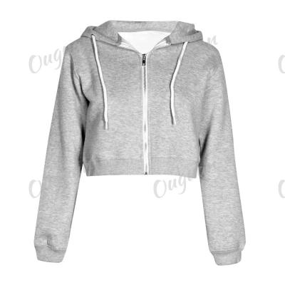 China Anti-Wrinkle Black Cotton Hoodie Crop Top Women 100% Long Sleeve Crop Hoodie for sale