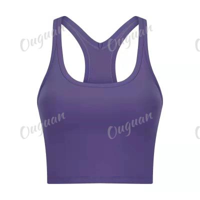 China QUICK DRY Women's Sexy Sports Yoga Back Wear With Breast Pad Gathered Gym Suspender Vest for sale