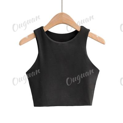 China 2022 Summer Fashion Women Tops Sexy Slim O-neck Ladies Good Quality QUICK DRY Sleeveless Tank Tops Double Breasted for sale