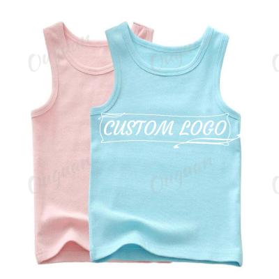 China Breathable Fashion Kids T Shirts For Girls Candy Color Graphic Tee Cotton Vest Tops Kids Summer Clothes Sleeveless for sale