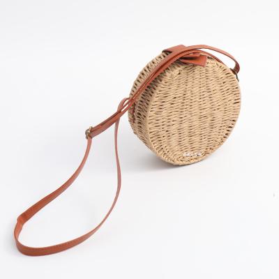 China 100% eco-friendly fashion simple round beaches bag wholesale small cross - body Straw Woven Bag for sale