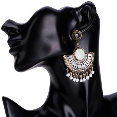 China European and American style rice pearl multi-layer helix-shaped casual/sporty earrings with diamond tassels women shape earrings for sale