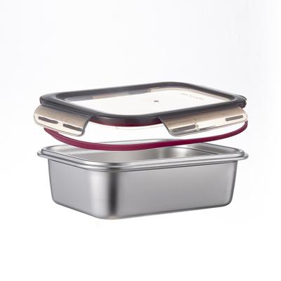 China Single Refrigerator Food Container Airtight Stainless Steel Space Saving Food Container for sale