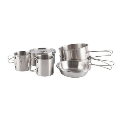 China Best Polished 304 Stainless Steel Prices Folding Cooking Stove Pot Stainless Steel Camping Cookware Set for sale