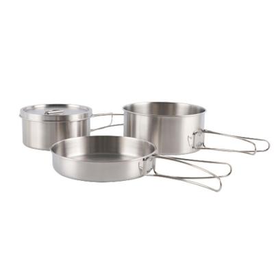 China 304 Stainless Steel Good Quality Collapsible Pots and Pan Camping Cookware Kitchen Tableware Picnic Set for sale