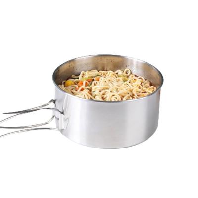 China High Quality Stainless Steel 304 Stainless Steel 4 Pieces Folding Pot Cookware Ultralight Camping Set for sale