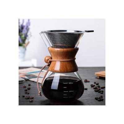 China Factory Price Stocked Glass Pour Over Coffee Maker Coffee Dripper Brewer With Bamboo Sleeve for sale