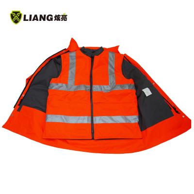 China Water Resistant Hi Force Bomber Jacket Security Winter Reflected Safety Overall Waterproof 100% Polyester Construction Uniform for sale