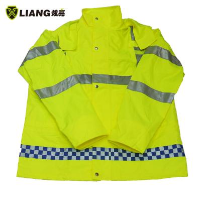 China Windproof Oxford Apparel Safety Jacket Traffic Visibility PVC Coat Durable High Uniform Reflective Waterproof Safety Raincoats for sale