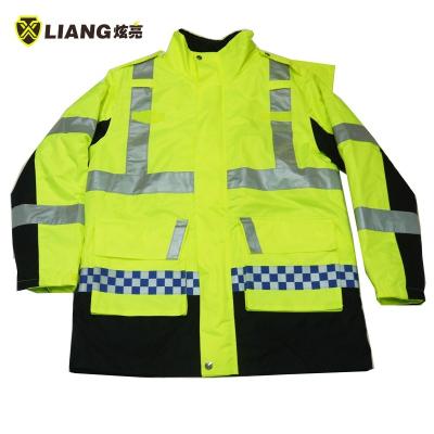 China Detachable Safety Windproof Oxford Safety Jacket Traffic Visibility Pvc Jacket Coat Durable High Uniform Reflective Waterproof Security Raincoats for sale