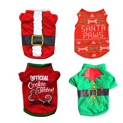 China Sustainable Christmas Patterns Pet Holiday Clothes Dog Clothes Cotton T Shirts On Sale for sale