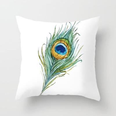 China Anti-bacteria Lovely Peacock Feather Cushion Cover 45cm Tile Linen Case For Sofa Bed Chair for sale