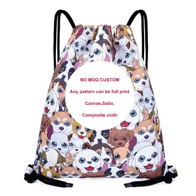 China Custom 2022 custom sublimation waterproof printing print logo your design anime and drawstring canvas animal backpack for adult and kids for sale