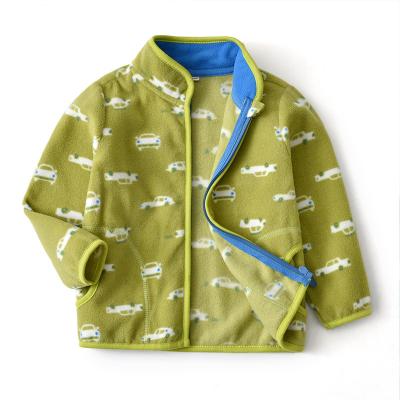 China 2022 Wholesale Custom Anti-shrink Spring Autumn Jacket Kids Stand Collar Dinosaur Printed Coat Baby Fleece Coat For Boy for sale