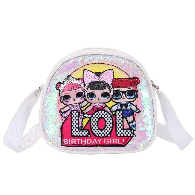 China Cute little girl shoulder bag cartoon one again doll girls messenger bag fashion small sequin waterproof princess bag for sale