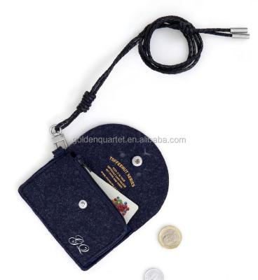 China Convenient felt coin purse ID pocket with lanyard keychain credit card holder bag BSCI sedex factory audited en venta