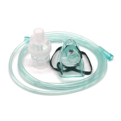 China Alone Nebulizer Mask Pediatric Standard Single Use Aerosol Mask With Elastic Strap Adjustable Nose Clip 2m Oxygen Tubing for sale