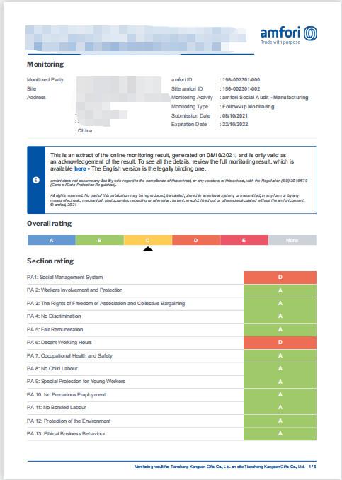 BSCI - Nanjing Sonny Imp& Exp Co., Ltd.