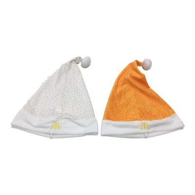 Cina 40cm 15.75in McDonald's hanno personalizzato Santa Christmas Hats For Adults dorata e bianca in vendita