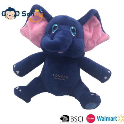 Cina giocattolo blu molle dell'elefante del bambino della peluche di 20cm con le orecchie rosa per divertimento domestico della famiglia & della decorazione in vendita