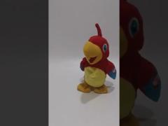 18cm 7.09in Red Parrot Recording Plush Toy Singing Laughing Walking