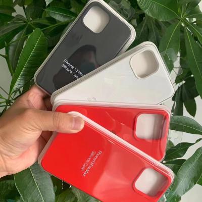 China Genuine LOGO Silicone Case Cover For Iphone 11 Soft Luxury Shockproof Soft Wholesale Liquid Shockproof Silicone Case For iPhone 13 12 Case for sale