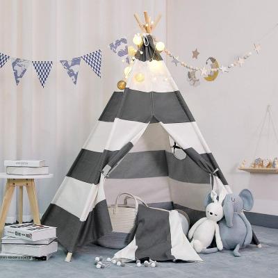 China Easy Foldable Kids Play Tent Cotton Canvas Indoor Natural Kids Playing Toys Teepee Tent Chevron One Frame Teepee-tent-for-party for sale