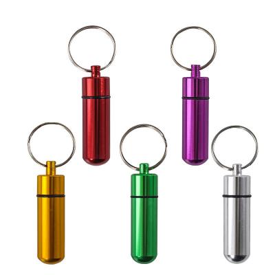 China Hot Sale PN2 Main Sale Promotion Souvenir Gifts Aluminum Pill Box Custom Chain Pill Cases Outdoor Travel Bottle Waterproof Medical Keychain for sale