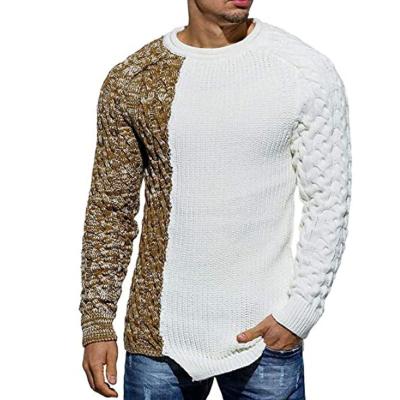 China 2022 Autumn Winter Anti-pilling Customize Men Pullover Sweater Knit Color Block Plus Size Sweaters Crew Neck Twist Long Sleeve Men's Sweaters for sale