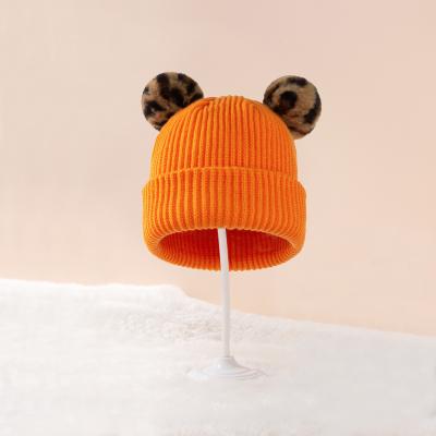 China New Arrival COMMON Double-Layer Wool Hat For Winter Leopard Warm Removable Pompom Knitted Beanie Hats for sale