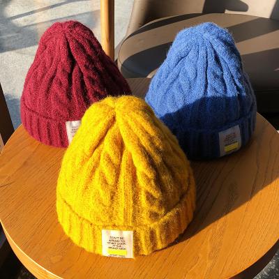 China New Arrival COMMON Women's Winter Twist Knit Beanie Hats Unisex Winter Hat Solid Color Custom Logo for sale