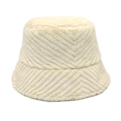 China Korean Striped Fisherman Hat For Women Bucket Hats Solid Color Thickening Warm Autumn Women Winter Bucket Hats for sale