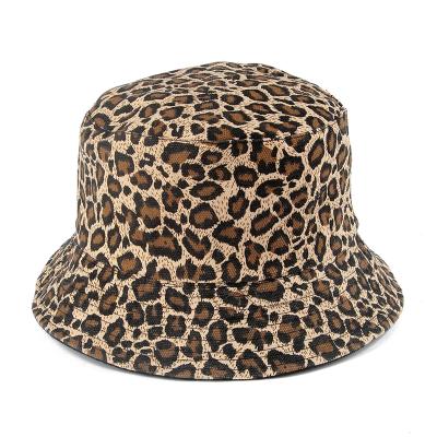 China Reversible Dobby Fashion Spring Summer Bucket Hat Leopard Fisherman Bucket Hat For Women Men for sale