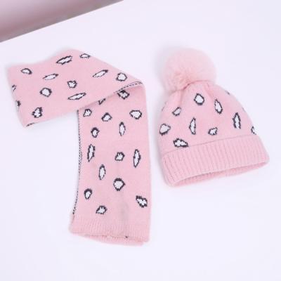 China Kids Long Beanie Hat And Scarf Set Leopard Print Designer Hat And Scarf Sets Winter Scarf And Hat Set for sale