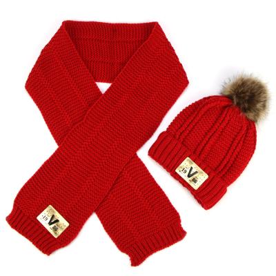 China Long Cute Winter Scarf And Hat Set Solid Color Pom Pom Beanie Hat And Scarf Set Fashion Winter Hat And Scarf Set for sale