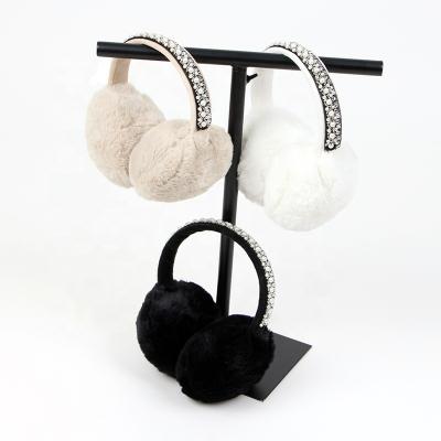 China New Plain Earmuffs Fashion Warm Solid Color Adjustable Strip Plush Fluffy Faux Fur Winter Earmuffs for sale