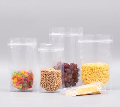 China Reusable Clear Recyclable Zip Lock Up Pouch Bag Clear Reusable Holder For Food Snacks Transparent Nut Packaging Pe Engraving Plastic Printing for sale