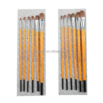 China 2023 Aurora New Arrival 6pcs Weasel Hair Artist Watetcolor Paint Brush Set With Different Size Filbert Watercolor Paint Brush for sale