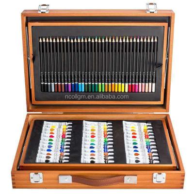 China Hot Selling Amazon Portable Case Professional 174 Piece Studio Essentials Mixed Media Art Drawing Set In Wooden Case For Adults for sale