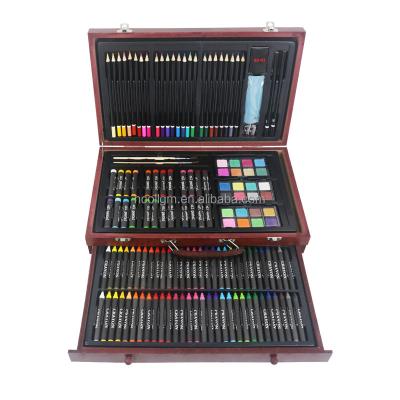 China Hot Artist Drawing Painting Set Kids Art Watercolor Painting Set Customized 140Pcs Portable Case 2023 Sale Wooden Box for sale