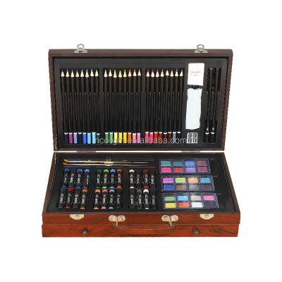 China Portable Case Art Set 2023 140 Pieces Art Set Deluxe in Wooden Case for Professional Painting and Drawing Kit Art Set for Kids for sale