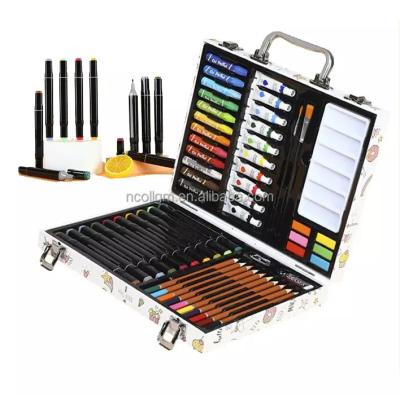 China Art Supplies Custom 55pcs Portable Case 2023 Colored Pencils Marker Colored Pencils Watercolor Pens Stationery Art Kit Set Drawing Set For Kids for sale