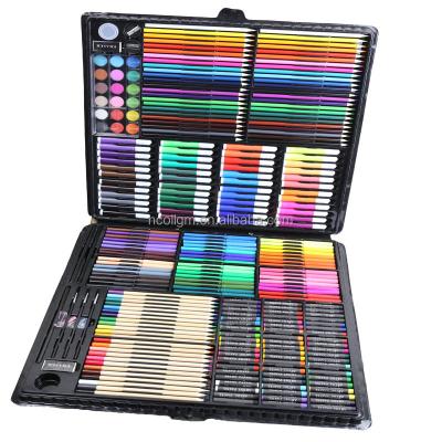 China New Arrival 258PCS Portable Deluxe Case Art Stationery Oil Watercolor Color Pencil Painting Set With PVC Case For Kids Gift for sale