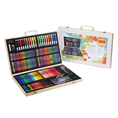 China Drawing Set Case 180pcs Art Tool Kit Non-Toxic Stationery Portable Hot Sale Gift Case for Kids Drawing Art Set with Wooden for sale