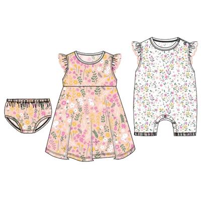 China New Design Antibacterial 3 Piece Set Toddler Girl Summer Clothes Sets Summer Children Girls Dress Little Girls Sets&Outfits for sale