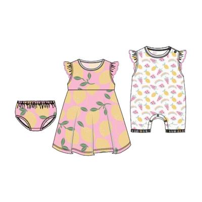 China Antibacterial Custom Print Outfits 2022 Toddler Girl Summer Clothes Baby Clothing Sets Summer for sale