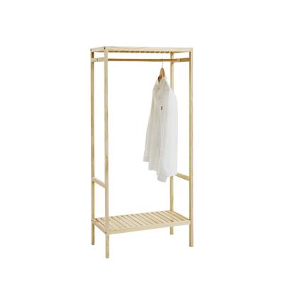 China With Shoe Rack Bamboo Wooden Clothing Garment Rack With Shelves Clothes Hanging Rack Cloth Shoe Coat Storage Organize for sale